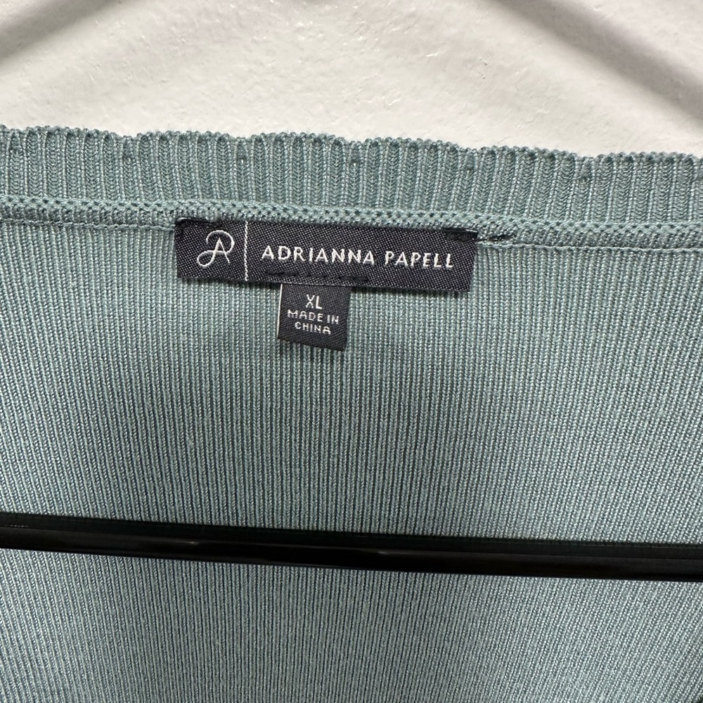 Adrianna Papell Sage Green V-Neck Button Cardigan - Picture 3 of 6
